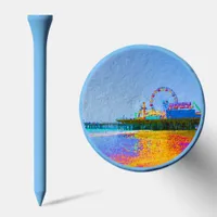 Funky Pixels Santa Monica Pier Golf Tees