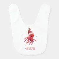 Fun Octopus Seas and Greetings Santa Hat Baby Bib