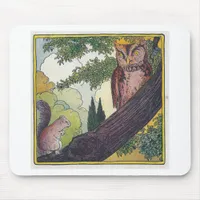O is the old owl that sits in a tree mouse pad