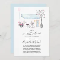 Watercolor Paris Online Virtual Wedding Invitation