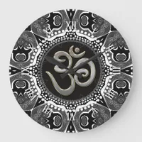 OM Symbol Yoga Black White Tribal Mandala Clock