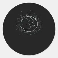 Whimsigoth Starry Night Moon Witchy Classic Classic Round Sticker