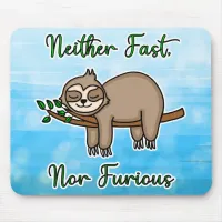 Neither Fast nor Furious Lazy Sloth on Tree Branch Mouse Pad