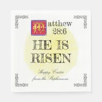 Watercolor Sun Matthew 28 6 He Is Risen Easter Napkins