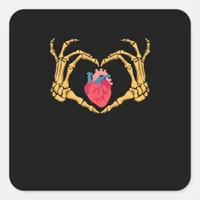 Skeleton Hand Heart Anatomy Cardiac Cvicu Nurse Ha Square Sticker