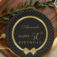 Elegant Black & Gold Surprise Birthday Party Paper Plates