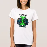  Gemini Art Twins Holding Zodiac Symbol   T-Shirt