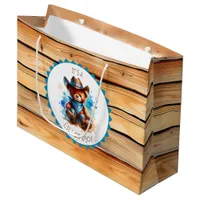It's a Boy | Cowboy Teddy Bear Boy's Baby Shower Large Gift Bag
