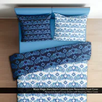 Celestial Love Stars Hearts Reversible Duvet Cover