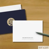 Minimalist Gold Justice Scale Legal Note Card