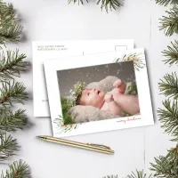 Elegant Foliage Berries Merry Christmas Photo Holiday Postcard