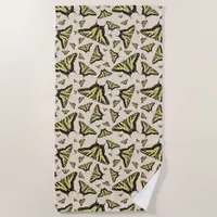 Southwest Yellow Swallowtail Butterflies Pattern Beach Towel