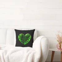 Goth St. Patrick's Day Green Heart Pillow