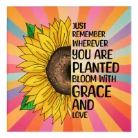 Inspirational Quote and Hand Drawn Sunflower Acrylic Print