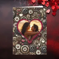 Personalized Steampunk Hearts Valentine's Day Card