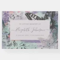 Memorial Funeral Abstract Creative Butterfly Guest Book