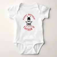 Hockey First Year Down 1st birthday  Baby Bodysuit