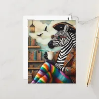 Beautiful Zebra Pirate With Coffee Postcard