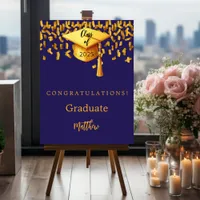 Graduation party blue gold confetti graduate 2025 foam board