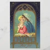 Vintage Madonna and Child Christmas Stationery