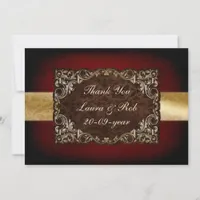 rustic red regal wedding Thank You Invitation