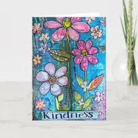 *~**~ KINDNESS Doodle Colorful Whimsical Flower Thank You Card