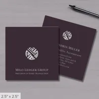 Stylish Accounting Tax Consulting Custom Logo Square Business Card