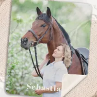 Simple Modern Chic Personalized Pet Horse Photo Sherpa Blanket