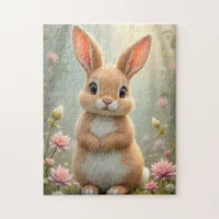 Cute little bunny surrounded by flowers  jigsaw puzzle