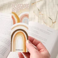 Cozy Boho Neutral Rainbow Arches Personalized Bookmarks