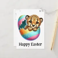 Adorable Funny Cute Easter Cheetah Cub Postcard