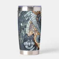 Owl and Wolf Mosaic Nature Ai Art  Insulated Tumbler