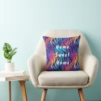 Boho Multicolor Swirly Wavy Throw Pillow