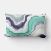 Turquoise, Blue and White Marble Swirls Lumbar Pillow