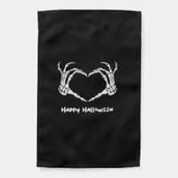 Spooky Skeleton Hand Heart With "Happy Halloween"  Garden Flag