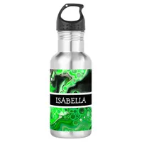 Green Digital Fluid Marble Art Personalized   Stainless Steel Water Bottle