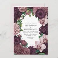 Storm Plum, Graphite Rose & Antique Blush Wedding Invitation