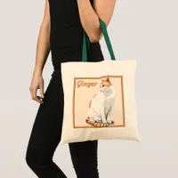 Orange Ginger and White Cat Personalized Budget Tote Bag