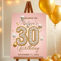 Luxurious Blush and Glitter Gold 30th Birthday Foam Board