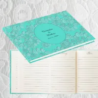 Elegant Romantic Daisies Floral Turquoise Wedding Guest Book