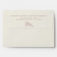 Elegant Dusty Rose Botanical Orchid Wedding  Envelope
