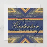 Red+Blue & Gold Shimmer Graduation Party Invites