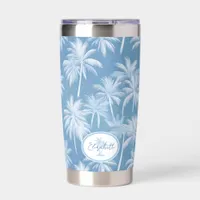 Hawaiian Palm Tree Silhouette Pattern Blue ID1093 Insulated Tumbler