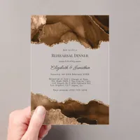 Faux Glitter Earthy Neutral Agate Rehearsal Dinner Acrylic Invitations