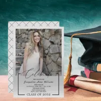 Celebrate Graduating Class of Photo Gray & Black Invitation