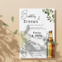 Bubbles And Breews Eucalyptus Couple Shower Party Invitation