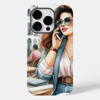 Modern Woman on her phone Case-Mate iPhone 14 Pro Case