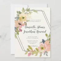 Geometric Watercolor Floral Wedding Invitation