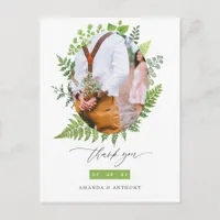 Woodland Forest Greenery Wedding Thank You Postcard