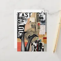Legs Abstract Mixed Media Collage Postcard